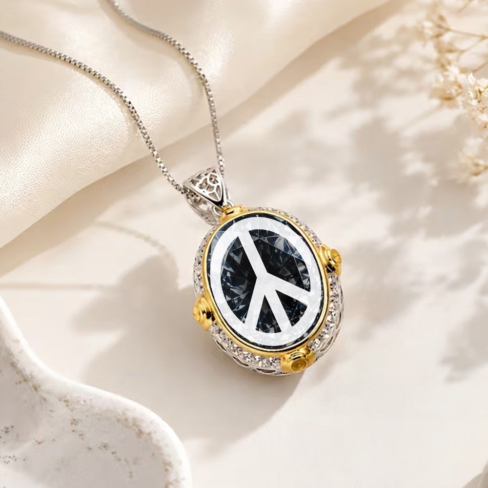 Peace Sign Oval Necklace