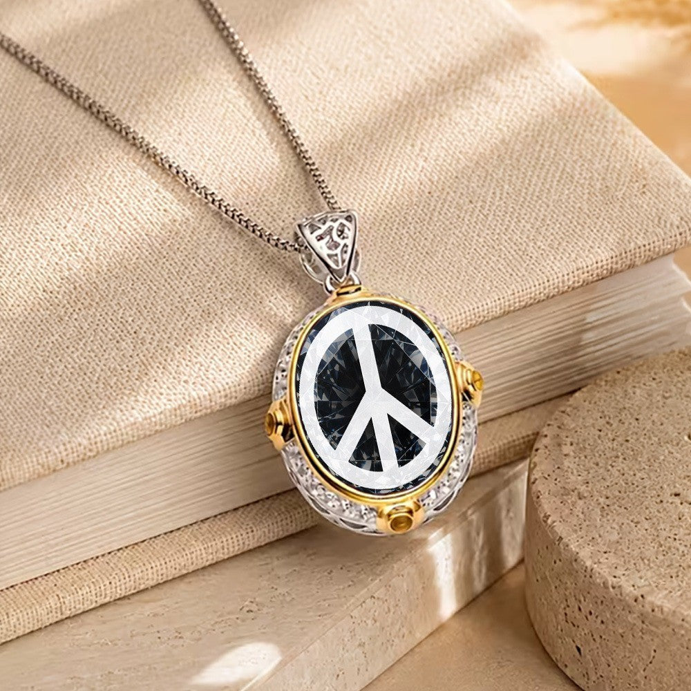 Peace Sign Oval Necklace