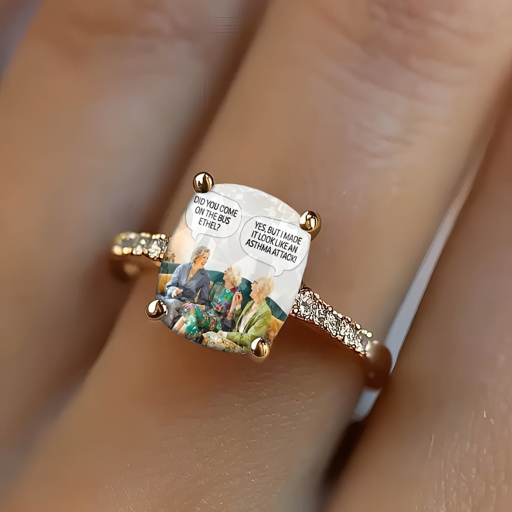 Square Chatting Women Ring