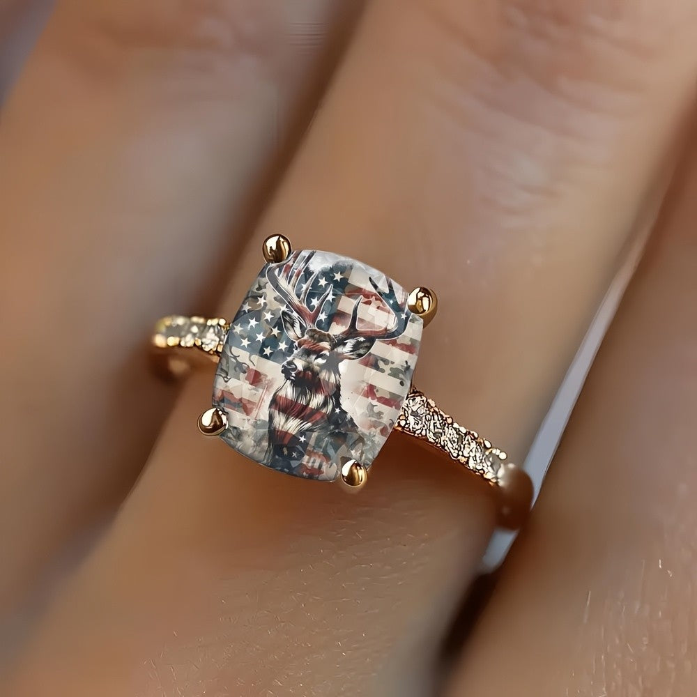 Patriotic Stag Square Ring