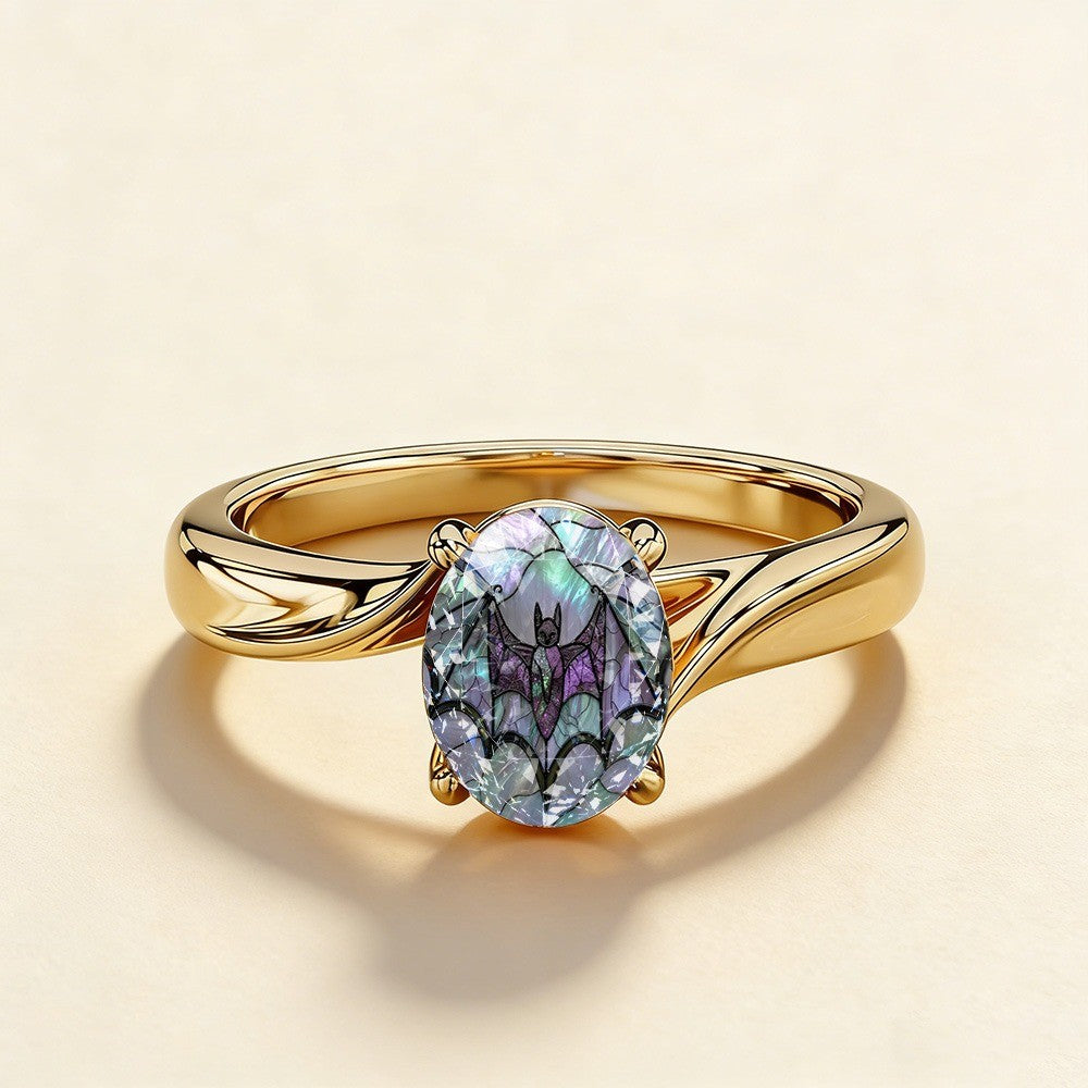 Purple Bat Oval Ring