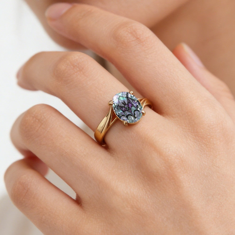 Purple Bat Oval Ring