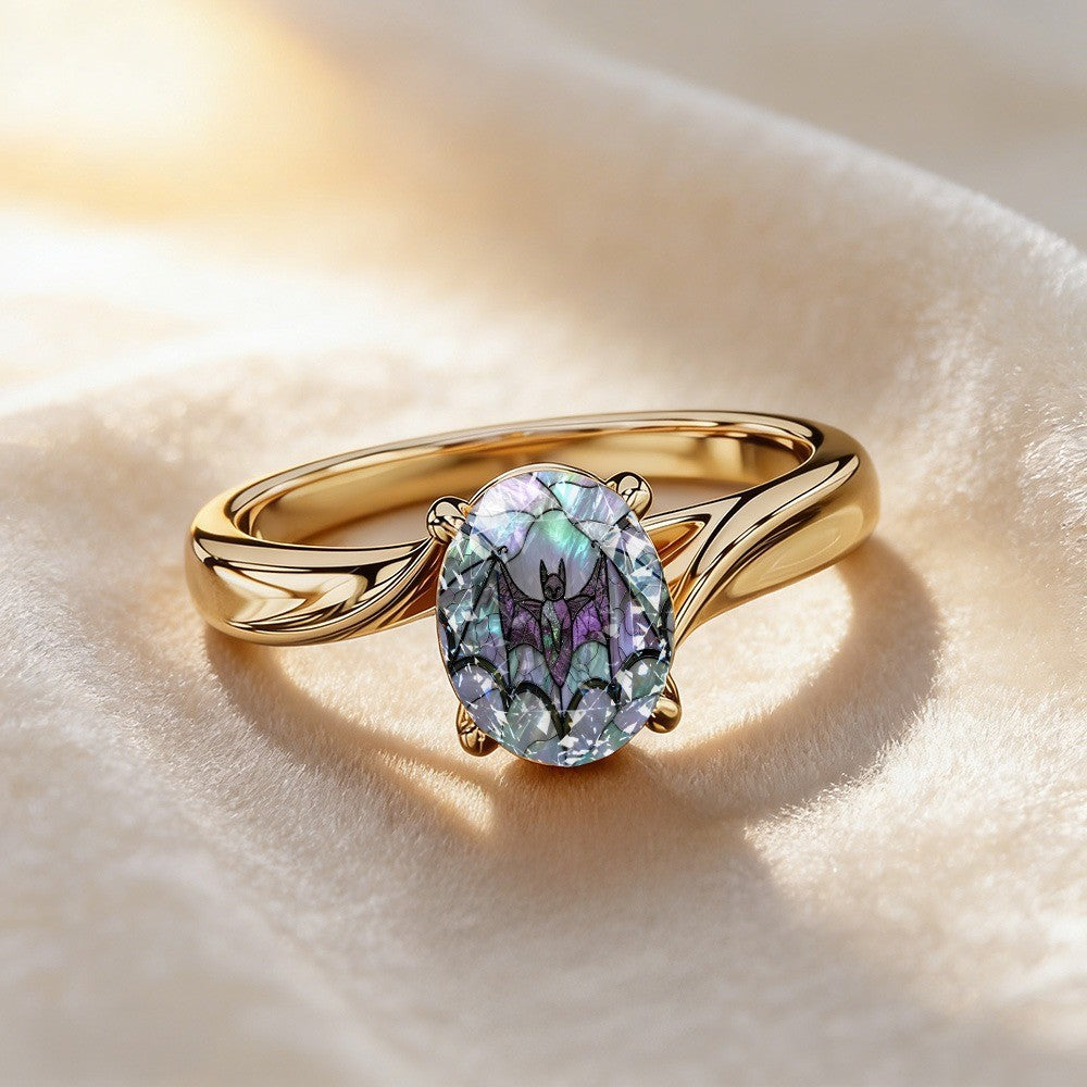 Purple Bat Oval Ring