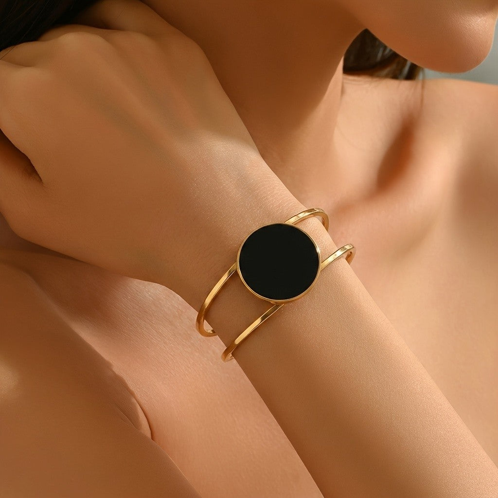 Amber Round Open Bangle Bracelet