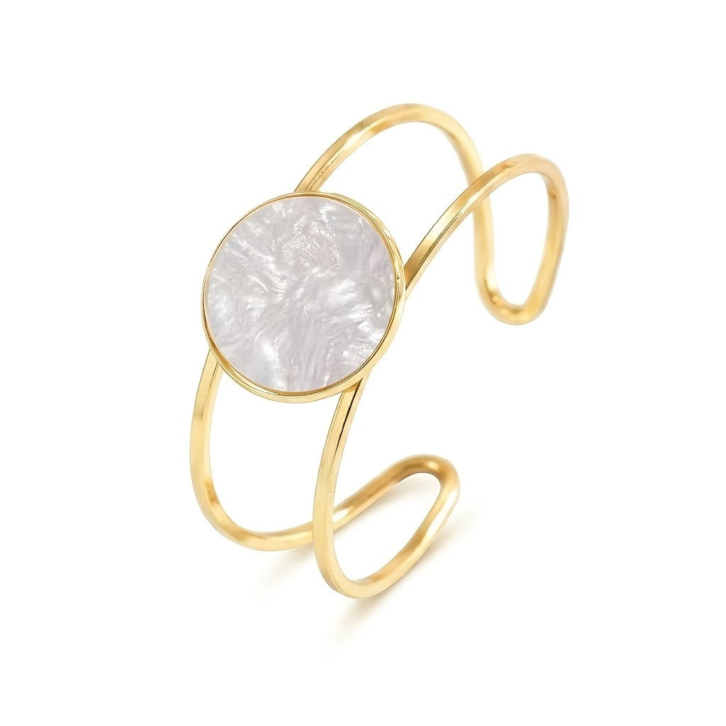 Amber Round Open Bangle Bracelet