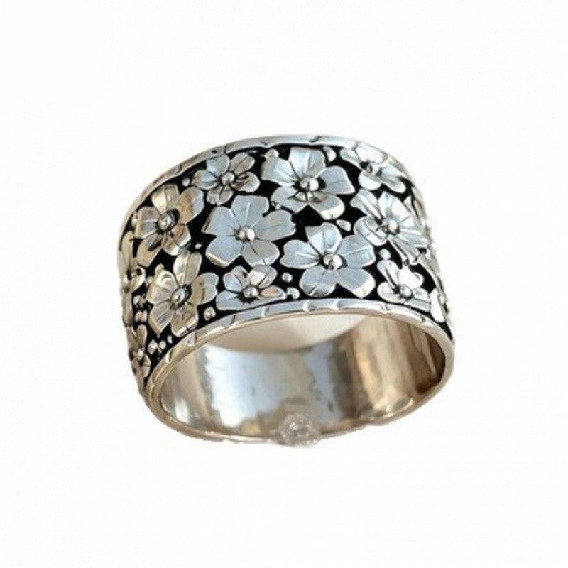 Floral Relief Wide Ring