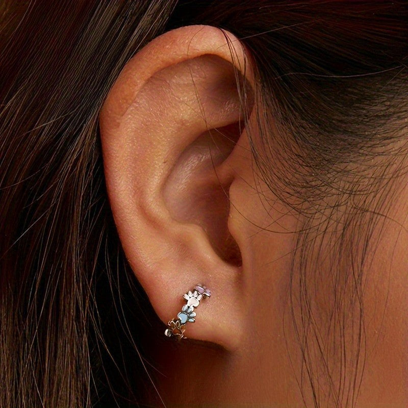 Colorful Paw Print Hoop Earrings