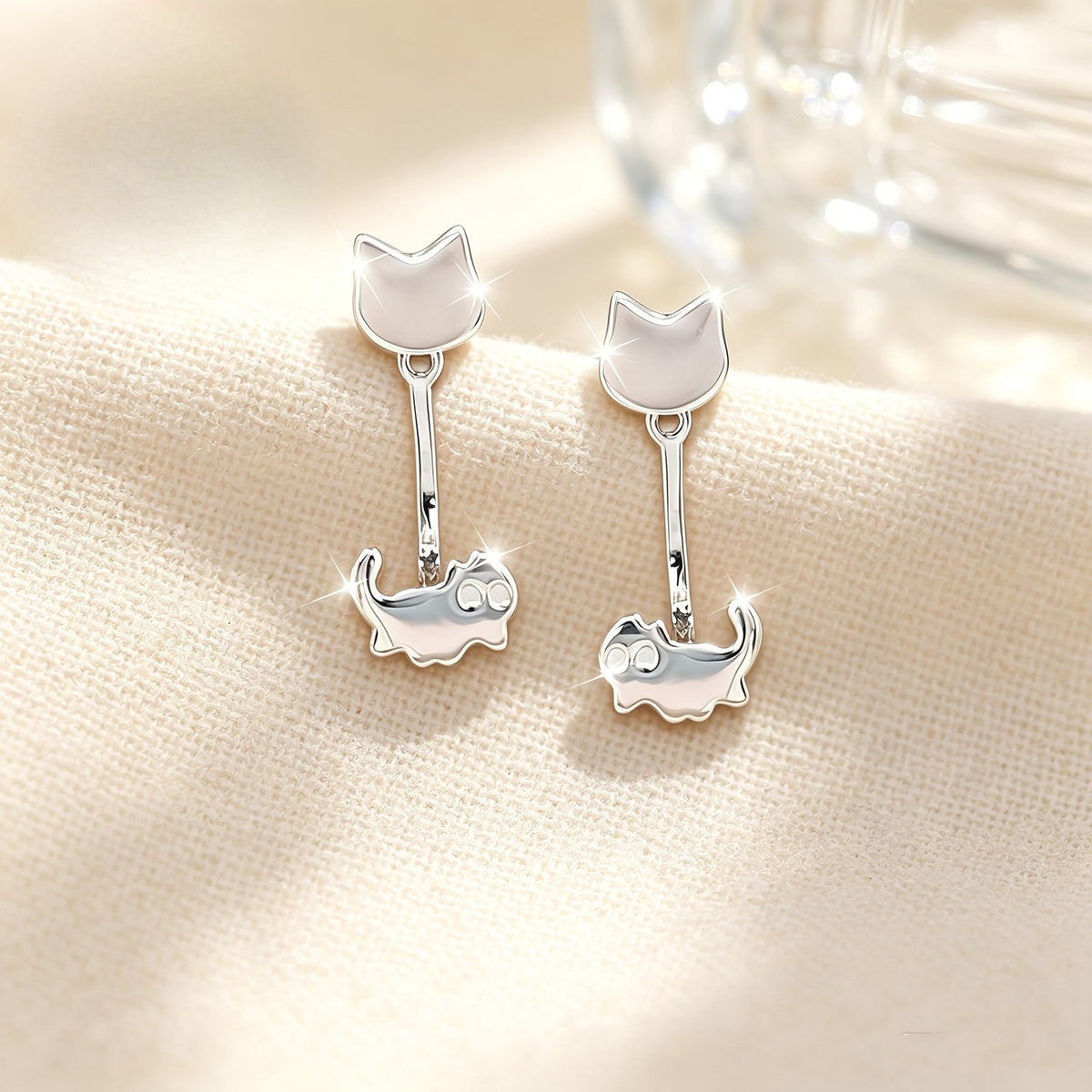 Double Kitten Stud Earrings