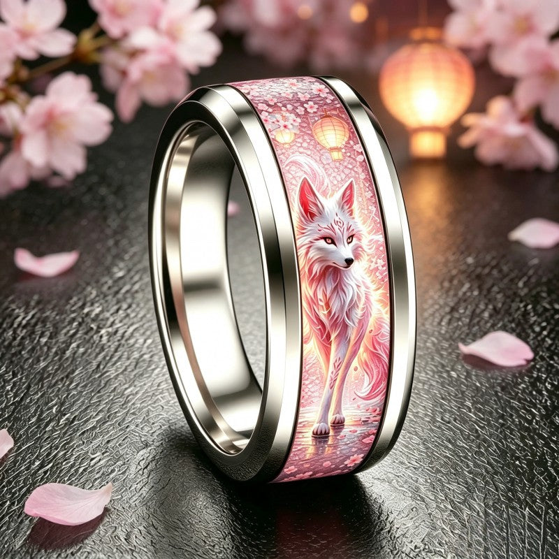 Pink Fox & Cherry Blossom Ring