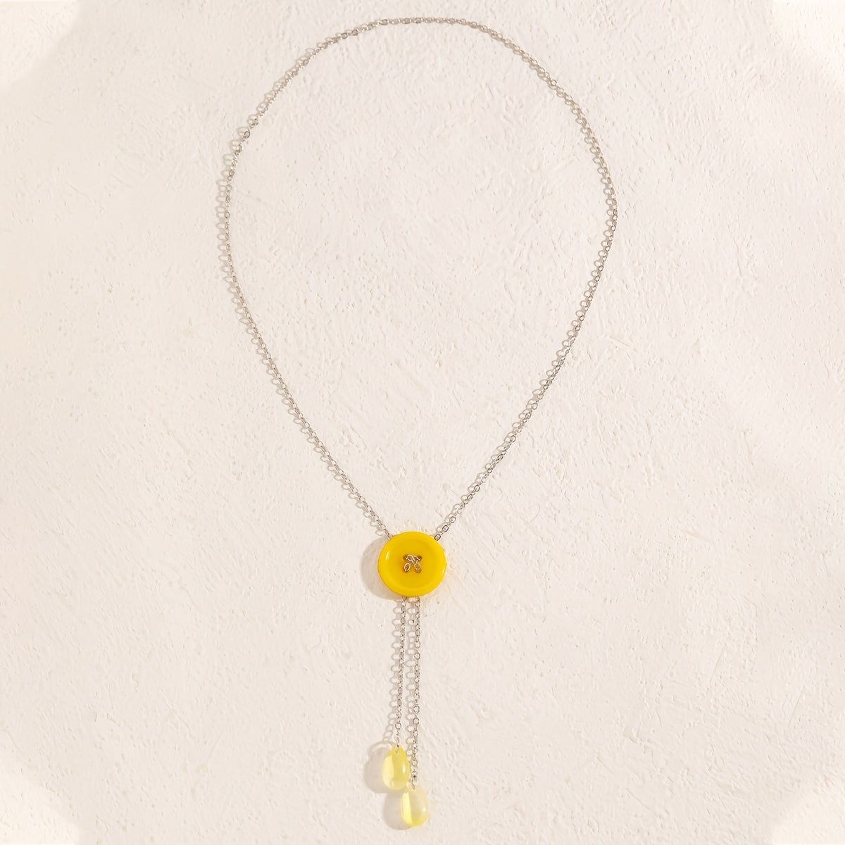 Button Double Drop Y-Necklace