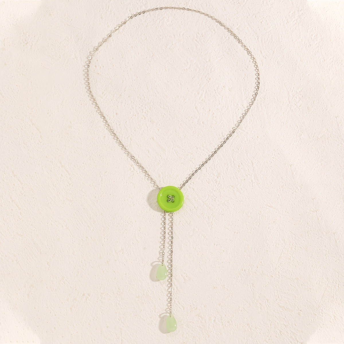 Button Double Drop Y-Necklace