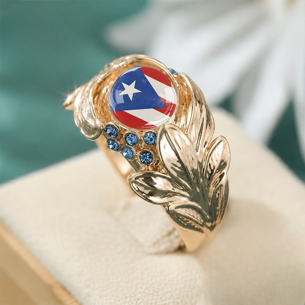 Puerto Rican Flag Leaf Ring