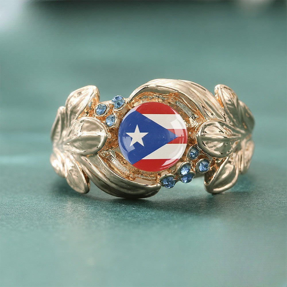 Puerto Rican Flag Leaf Ring