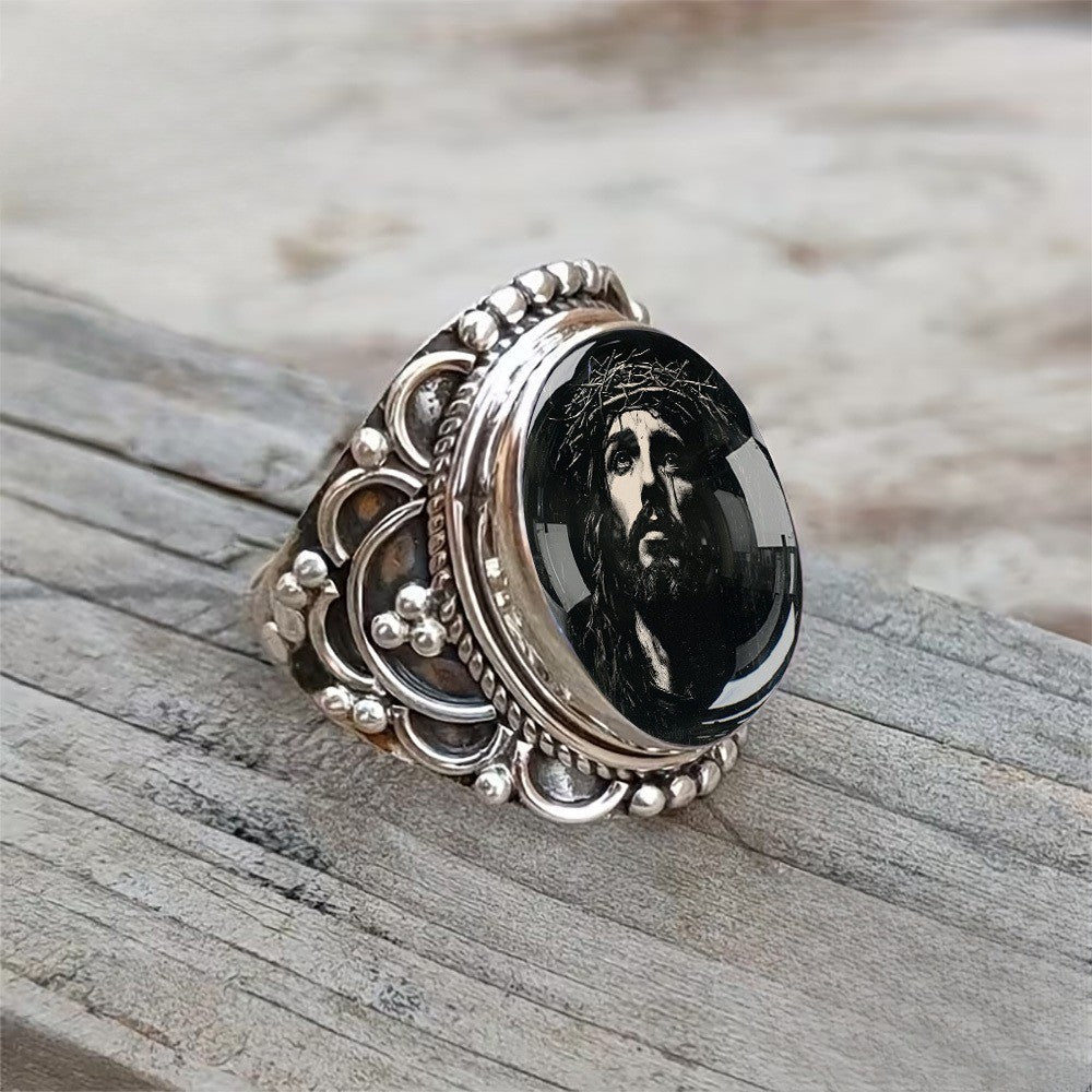 Ornate Oval Portrait Ring