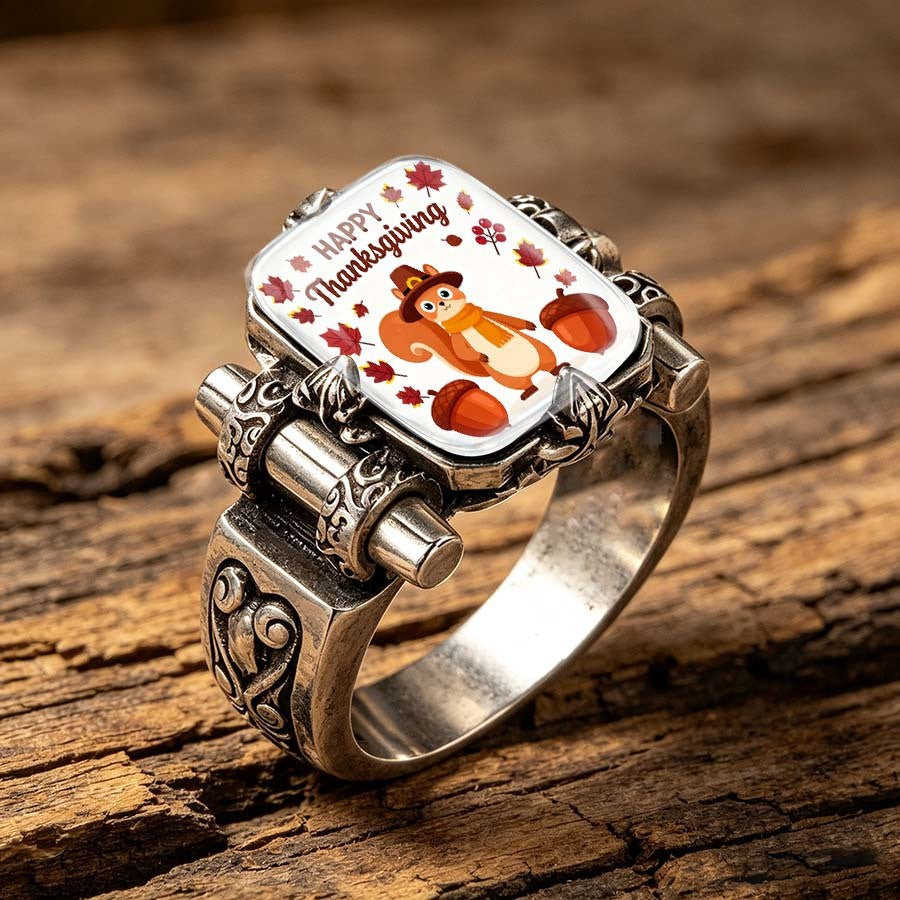 Squirrel & Acorn Square Ring