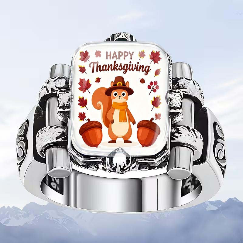 Squirrel & Acorn Square Ring