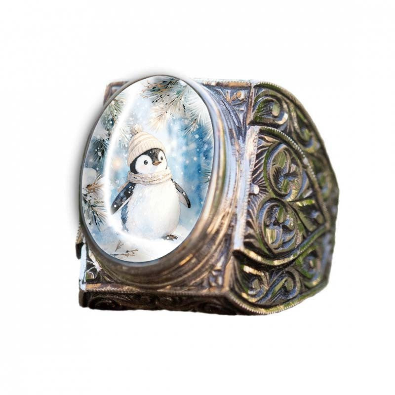 Winter Penguin Statement Ring