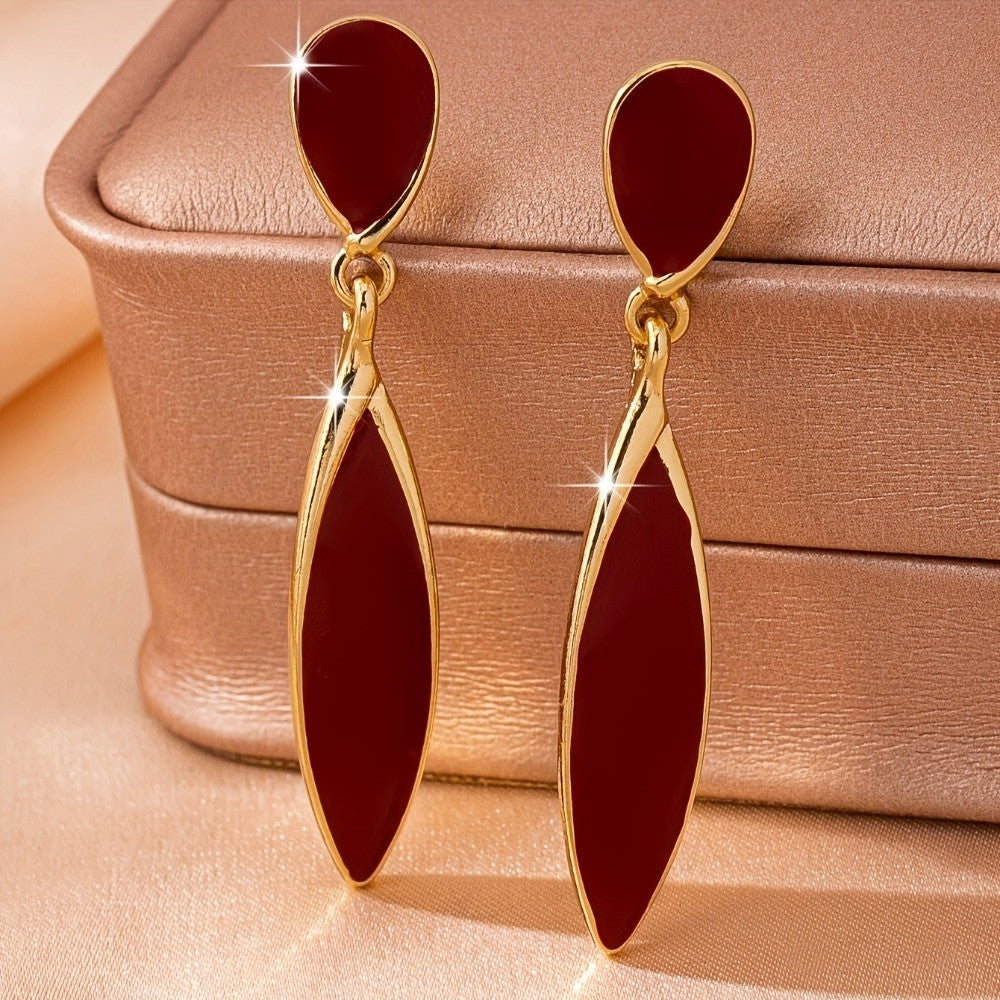 Red Marquise Drop Earrings