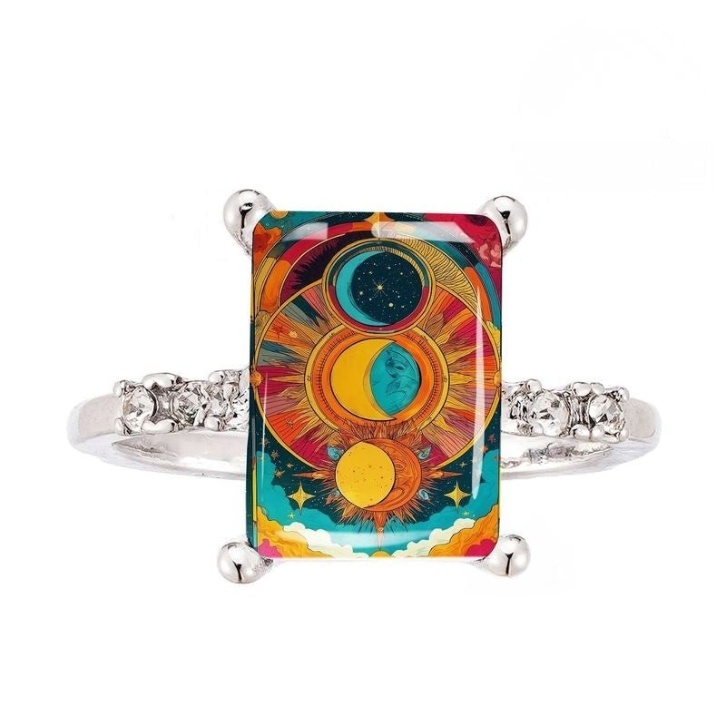 Celestial Sun & Moon Rectangle Ring