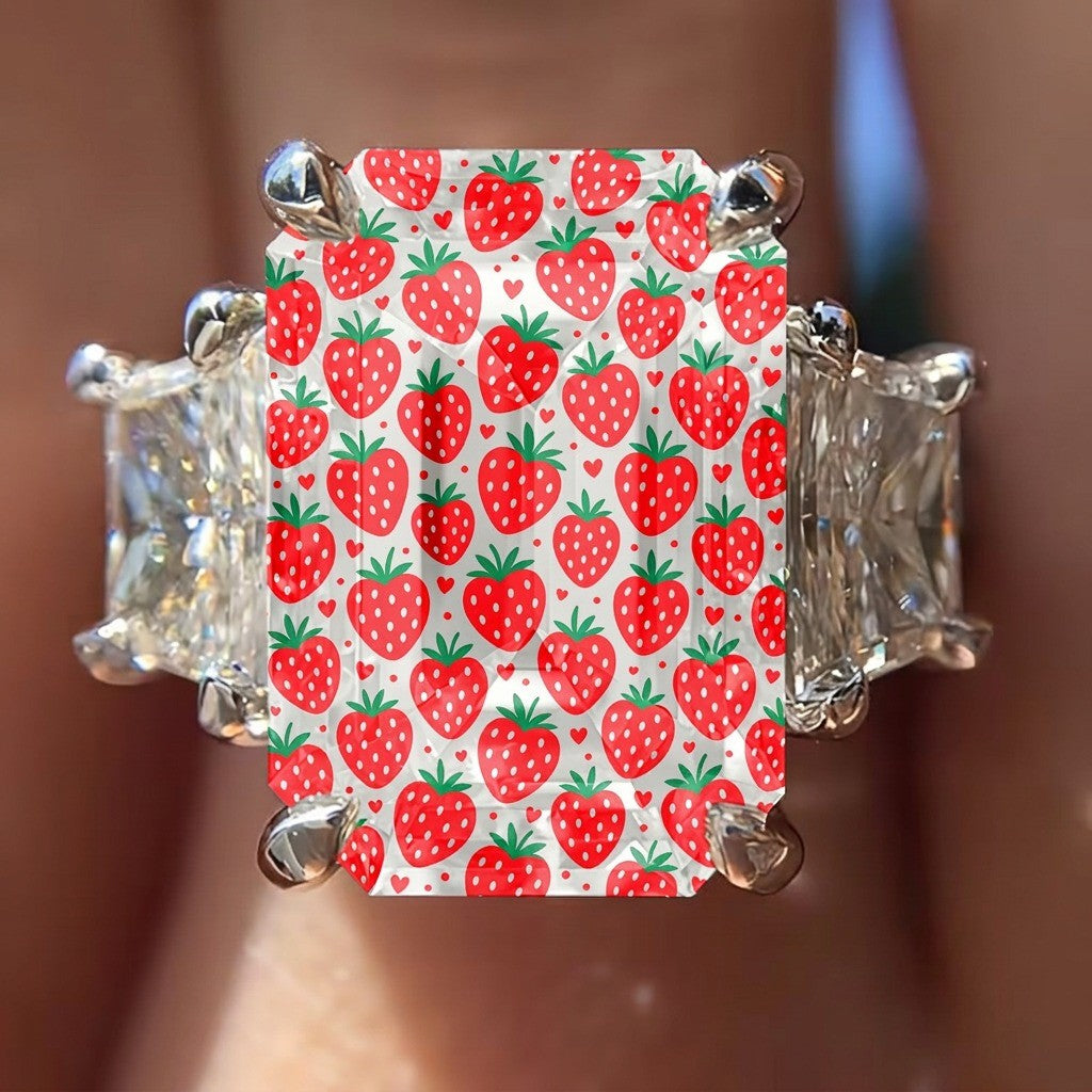 Red Strawberry Square Ring