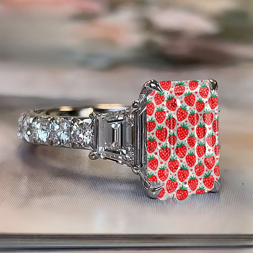 Red Strawberry Square Ring