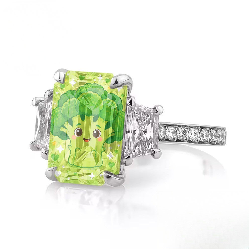 Green Broccoli Square Ring