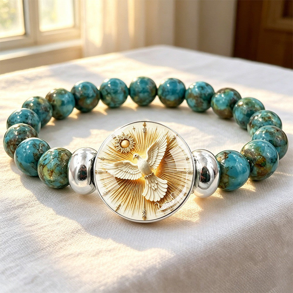 Radiant Dove & Turquoise Bead Bracelet