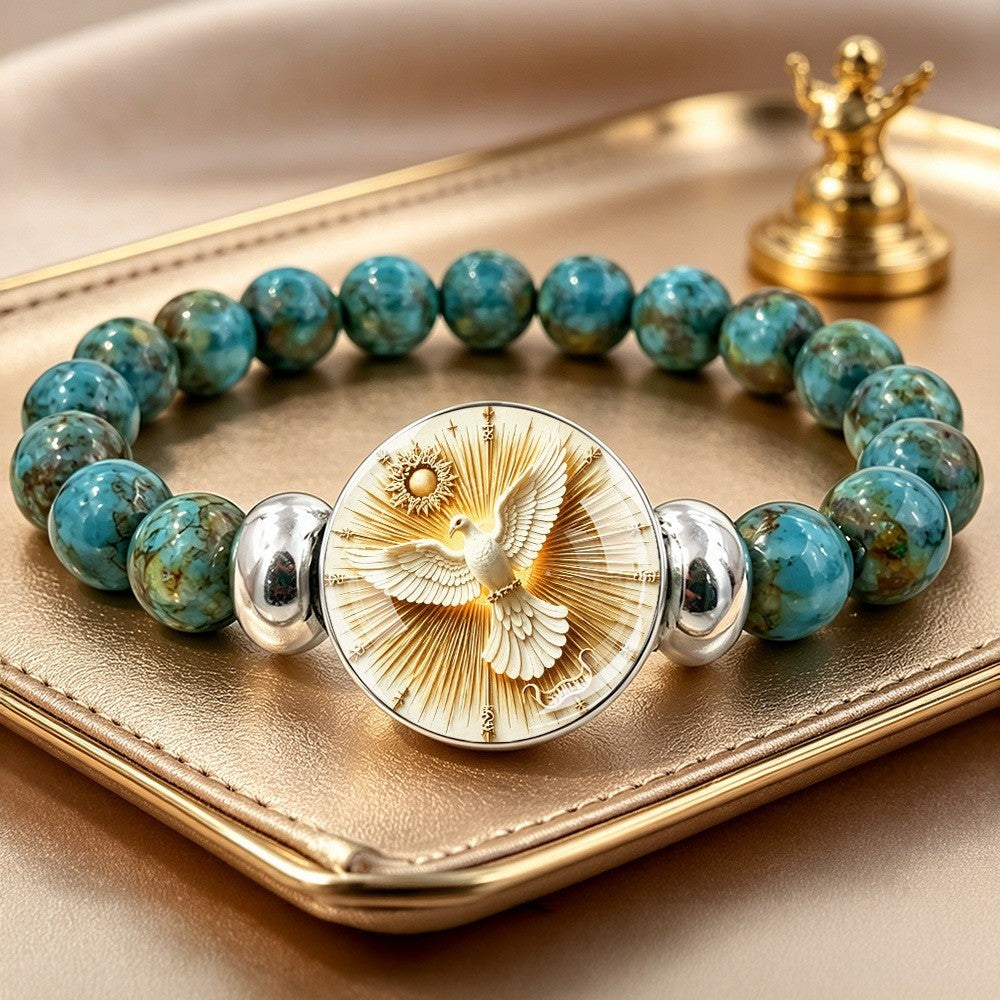 Radiant Dove & Turquoise Bead Bracelet