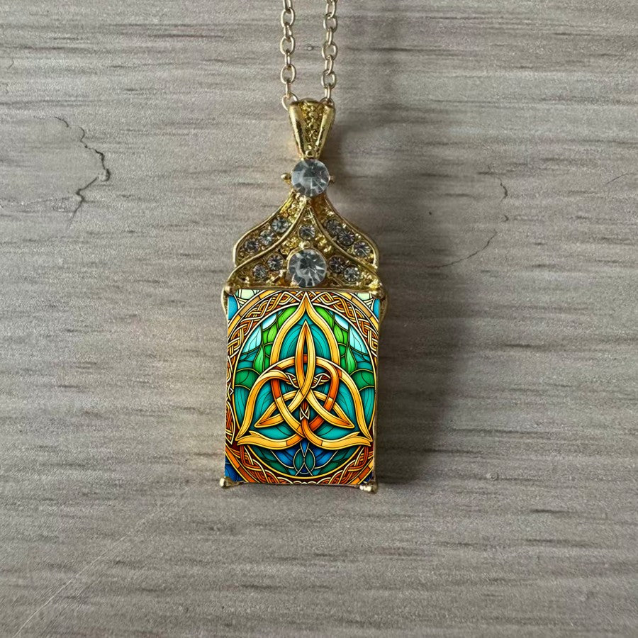 Triquetra Stained Glass Pendant Necklace