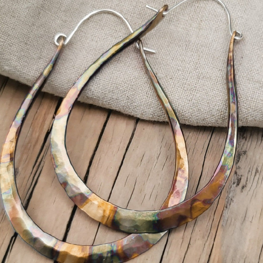 Iridescent Hammered Teardrop Earrings