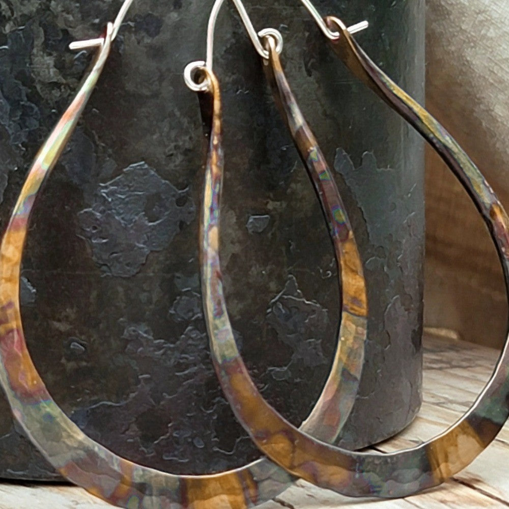 Iridescent Hammered Teardrop Earrings