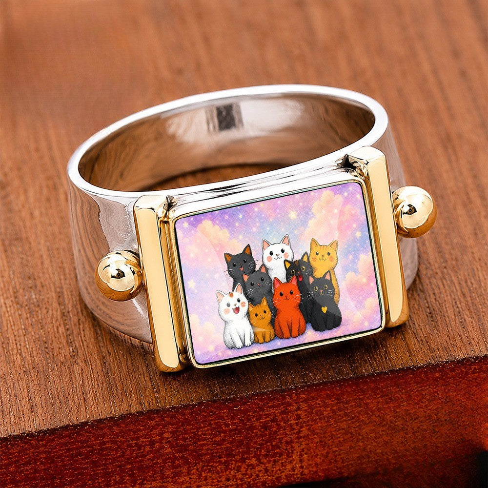 Colorful Cat Group Square Ring