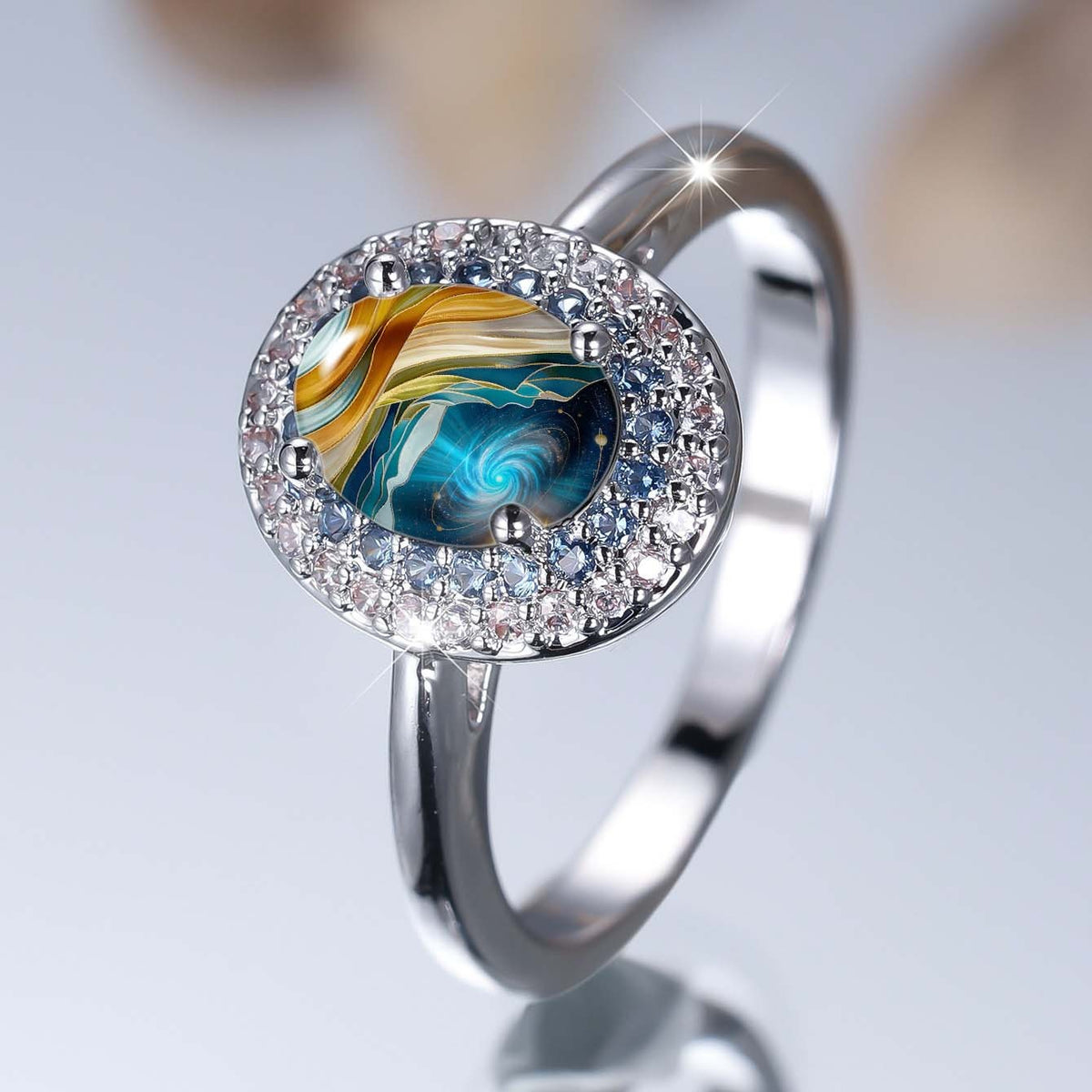 Galaxy Swirl Crystal Ring