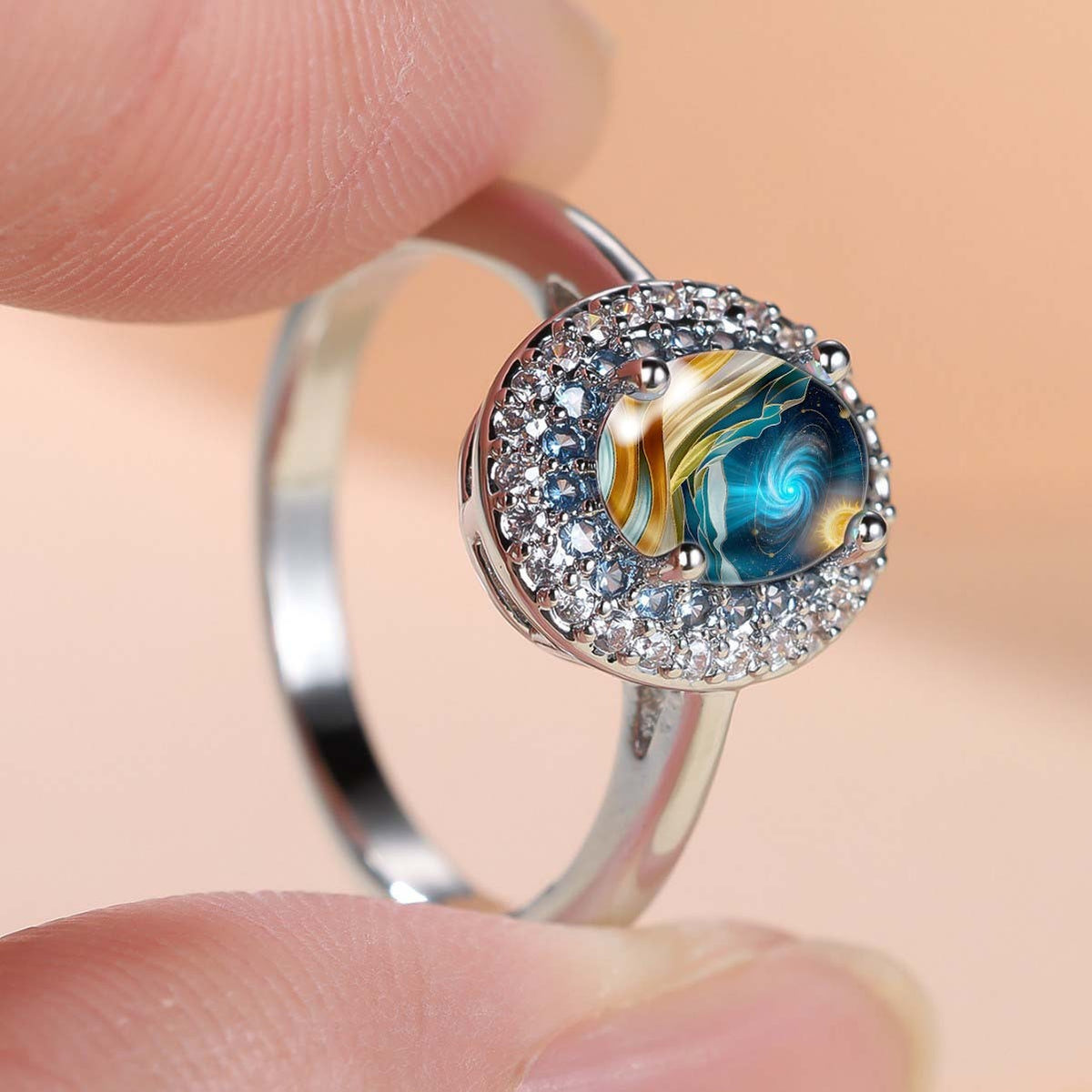 Galaxy Swirl Crystal Ring
