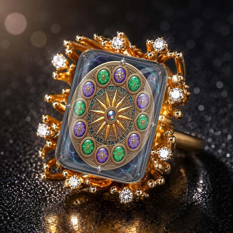 Square Compass Statement Ring