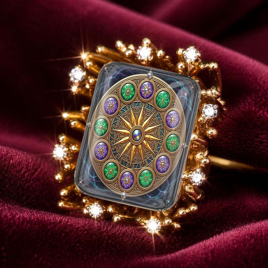 Square Compass Statement Ring