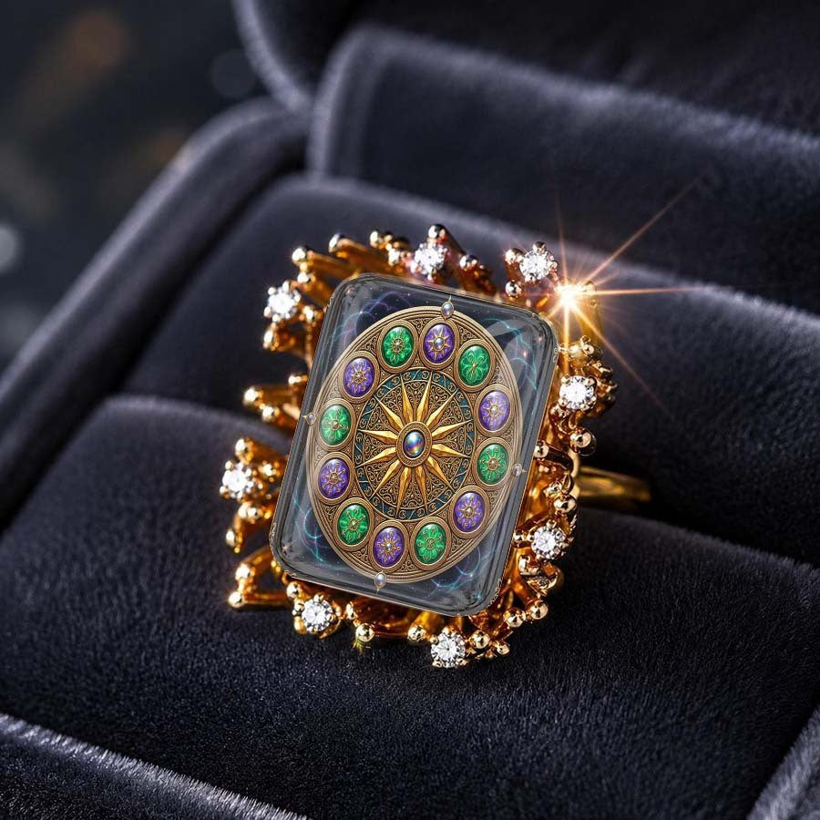 Square Compass Statement Ring