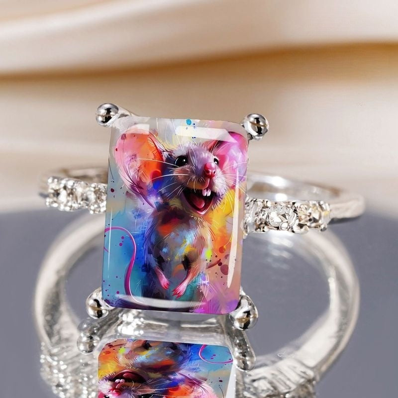 Colorful Mouse Art Ring