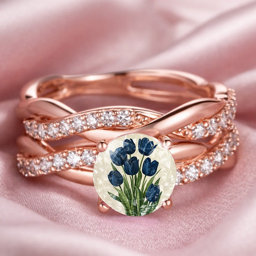Blue Tulip Floral Ring