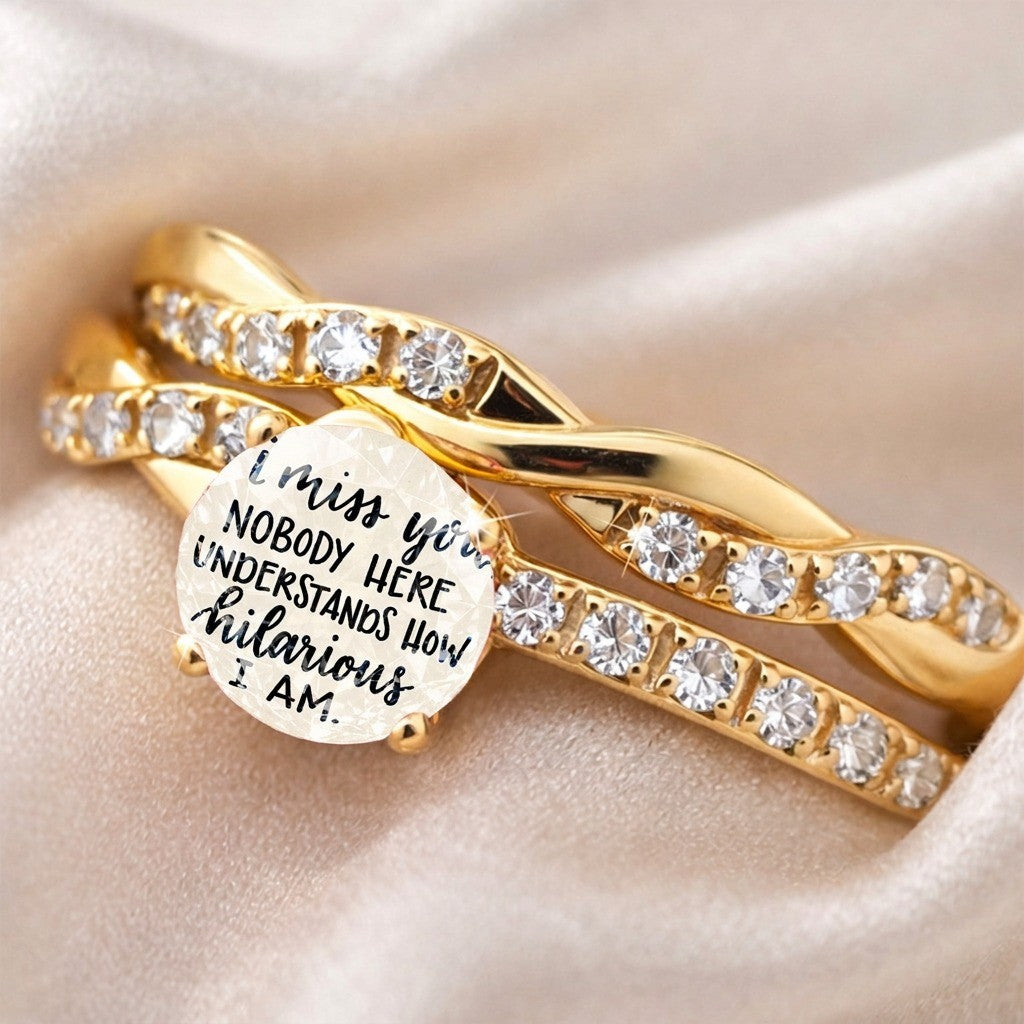 Twisted Crystal Humor Message Ring