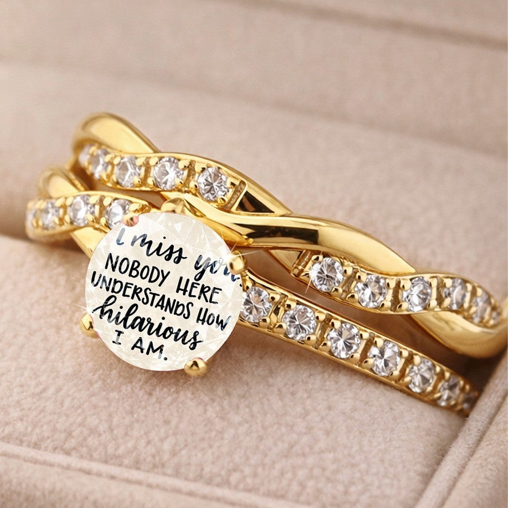 Twisted Crystal Humor Message Ring