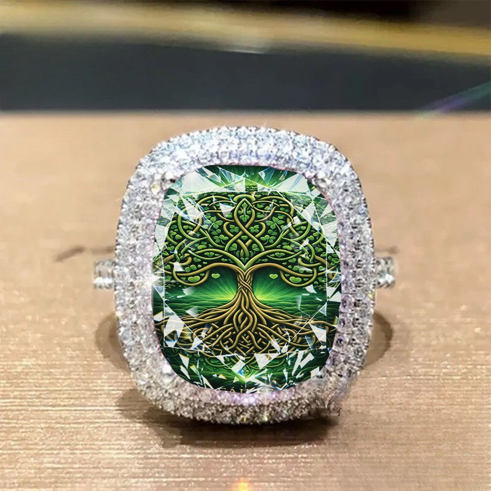 Green Celtic Tree of Life Ring