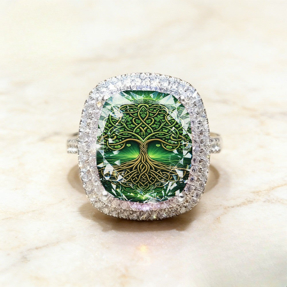 Green Celtic Tree of Life Ring
