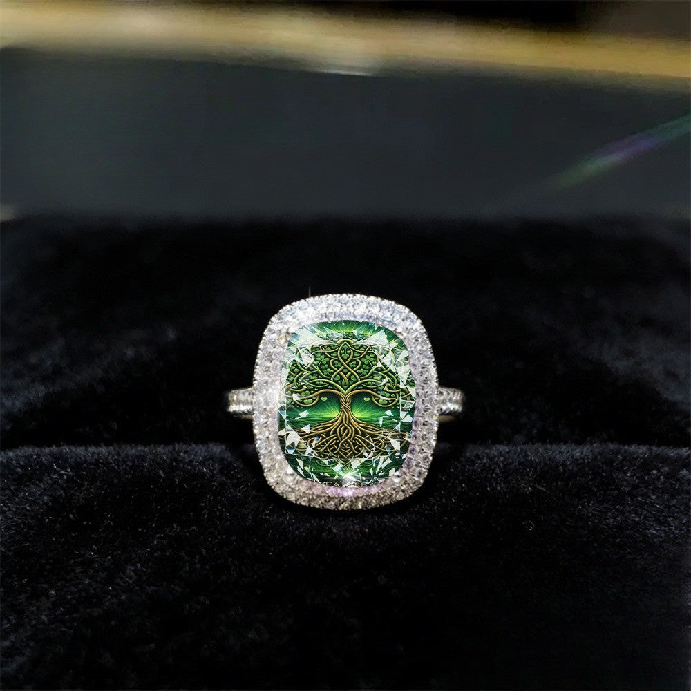 Green Celtic Tree of Life Ring
