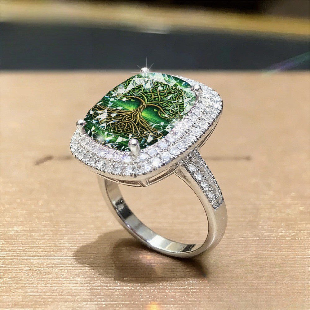Green Celtic Tree of Life Ring