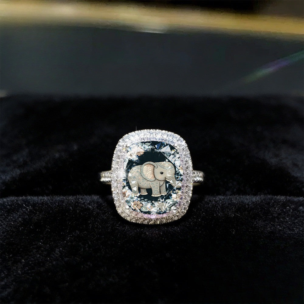 Floral Elephant Square Ring