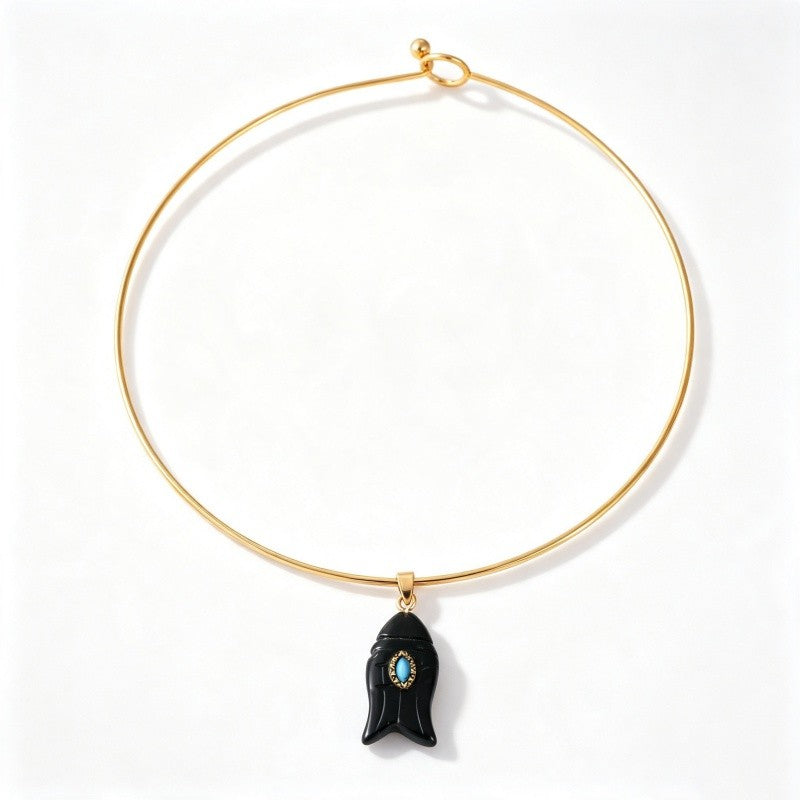 Multi-Strand Stone Fish Choker Necklace