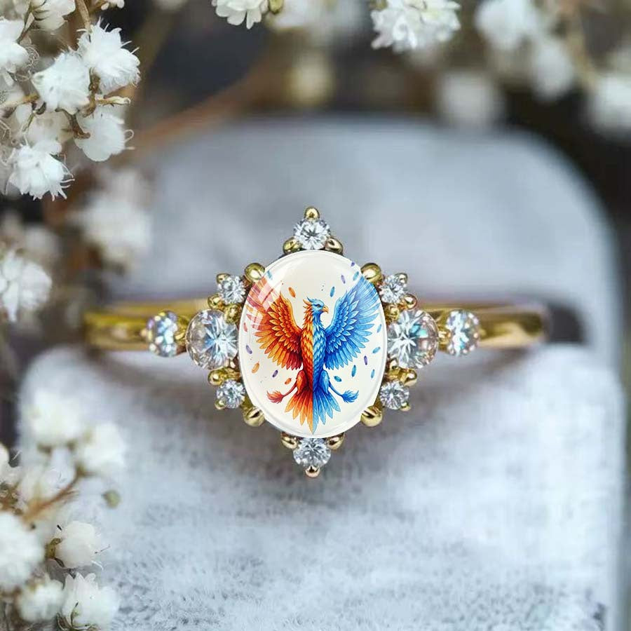Colorful Phoenix Oval Ring