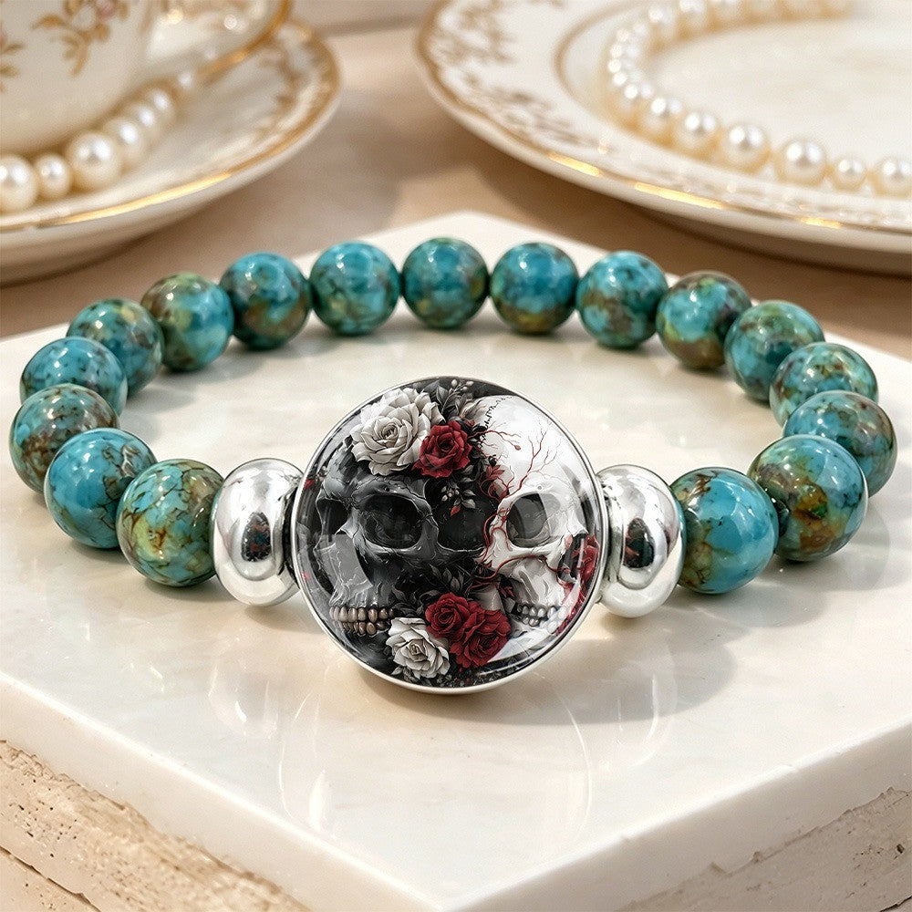 Skull & Rose Stone Bracelet
