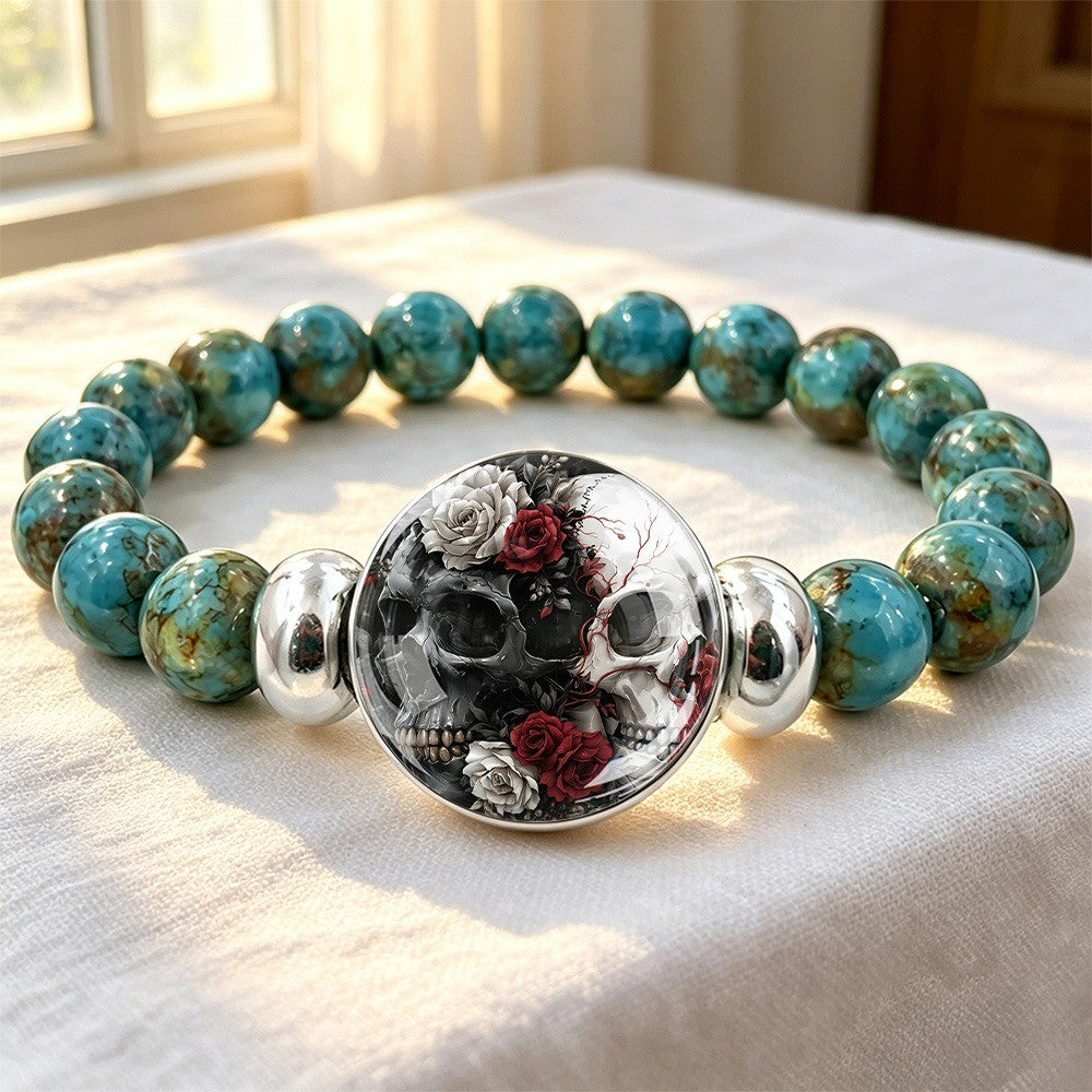 Skull & Rose Stone Bracelet
